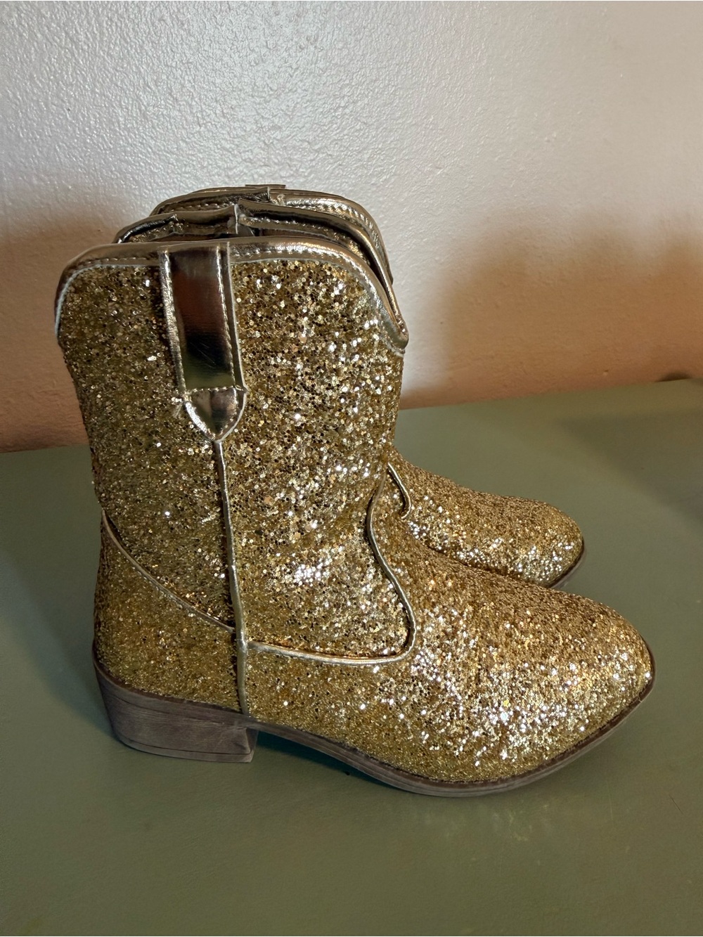 Kids Gold Glitter Western Boots - Sparkle Cowboy Boot